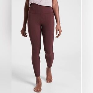 Athleta Shakti Mesh 7/8 Tight Leggings Womens M Burgundy Yoga Athletic